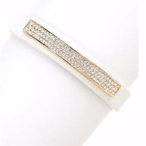 White faux leather pave bracelet